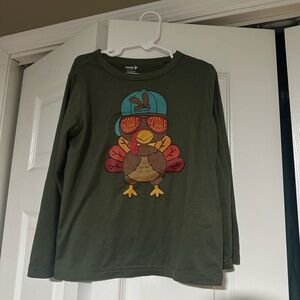 Old Navy Green Turkey Graphic Long Sleeve Tee